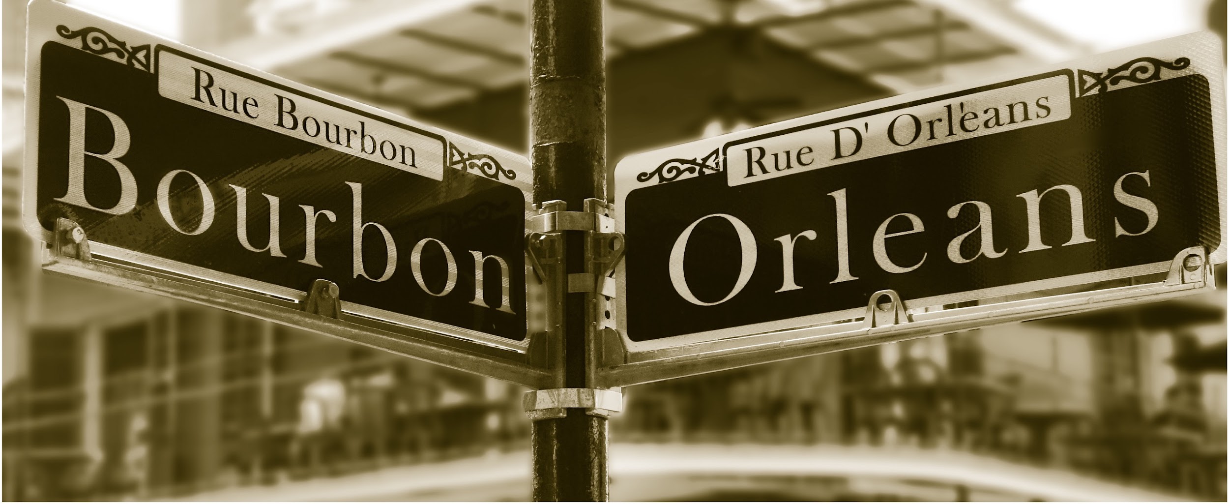 Bourbon and Orleans street signs in New Orleans